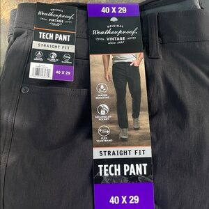 Weatherproof Vintage Black Straight Fit Tech Pants  40 x 29 nwt